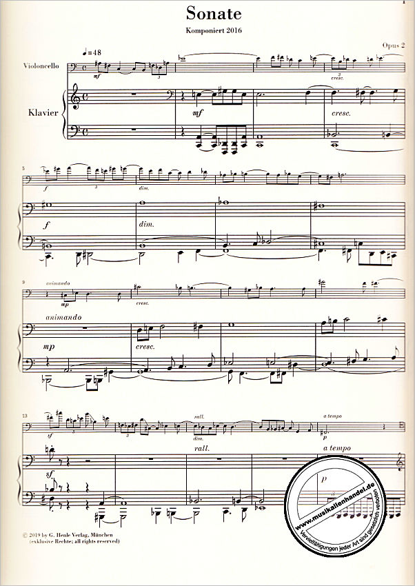 Notenbild für HN 1050 - Sonate op 2