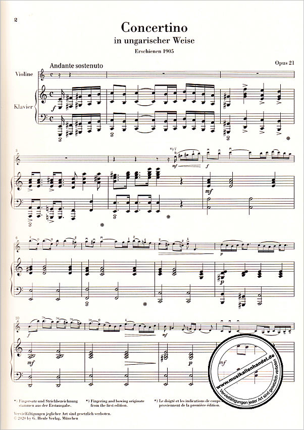Notenbild für HN 1056 - Concertino a-moll op 21 im ungarischen Stil