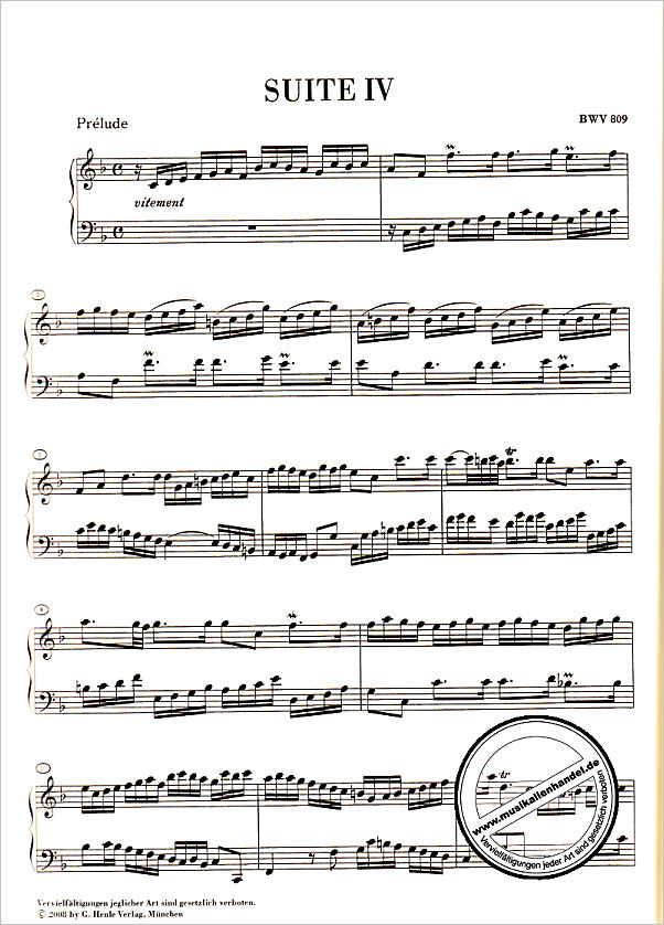 Notenbild für HN 1103 - ENGLISCHE SUITEN 4-6 BWV 809-811