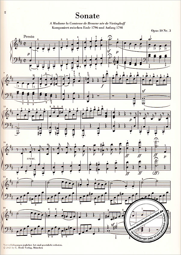 Notenbild für HN 1146 - Sonate 7 D-Dur op 10/3