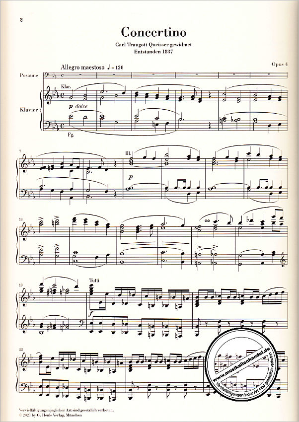 Notenbild für HN 1155 - Concertino Es-Dur op 4