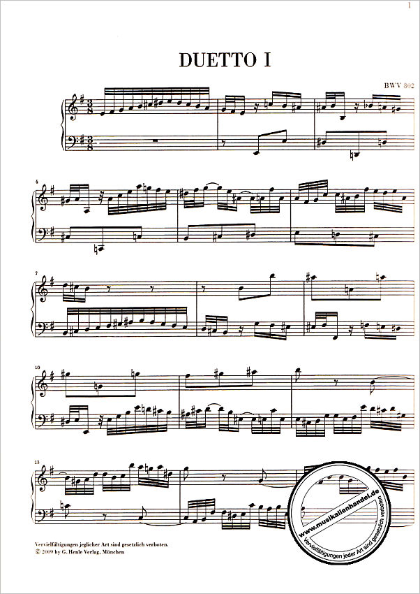 Notenbild für HN 1161 - 4 DUETTE BWV 802-805