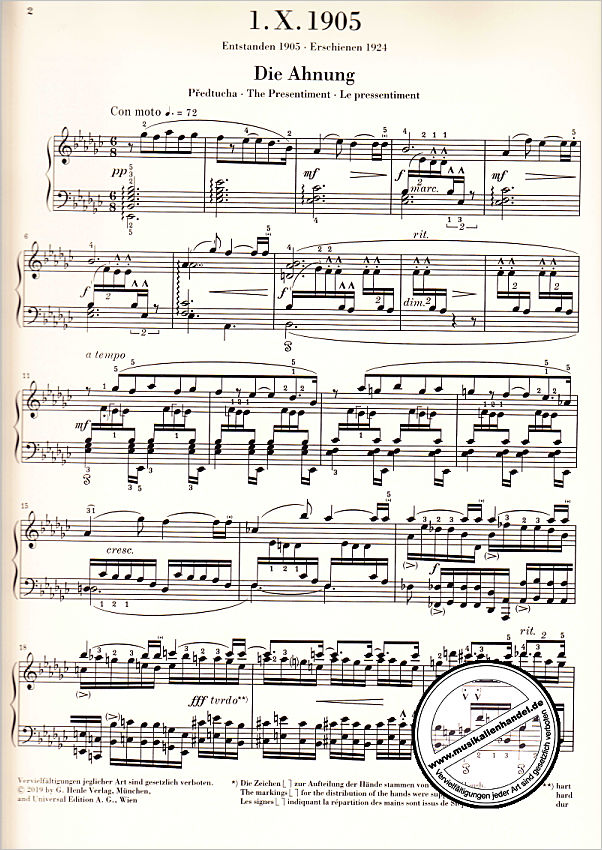 Notenbild für HN 1174 - 1 x 1905 (Sonate)