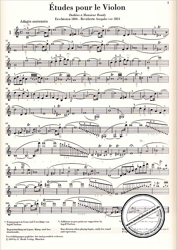 Notenbild für HN 1177 - 42 Etüden für Violine solo