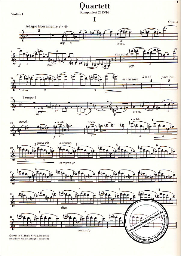 Notenbild für HN 1183 - Quartett op 3