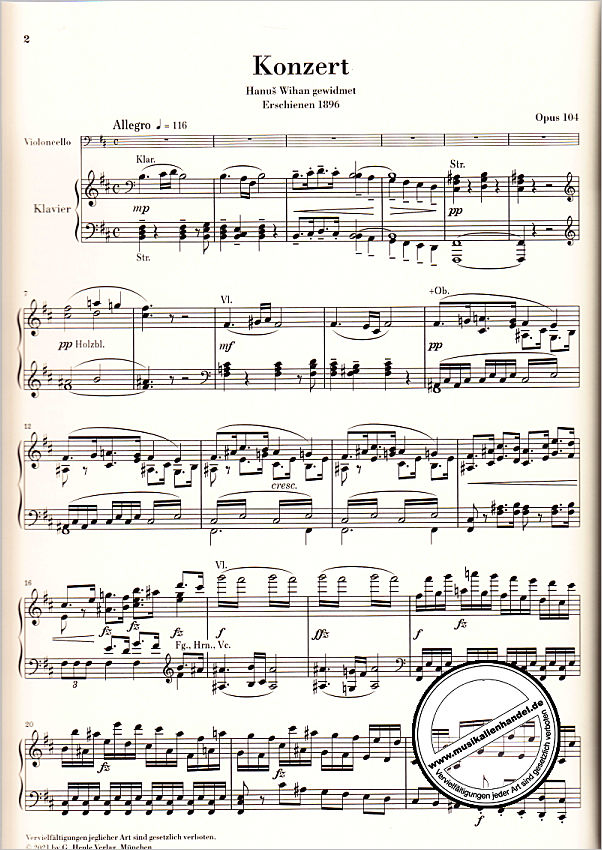 Notenbild für HN 1185 - Konzert h-moll op 104