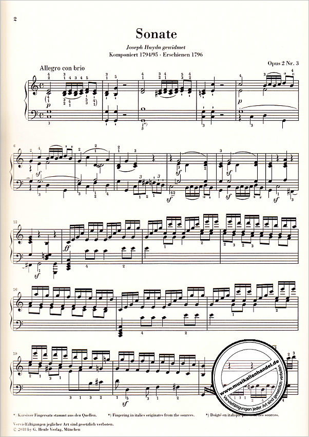 Notenbild für HN 1222 - Sonate 3 C-Dur op 2/3