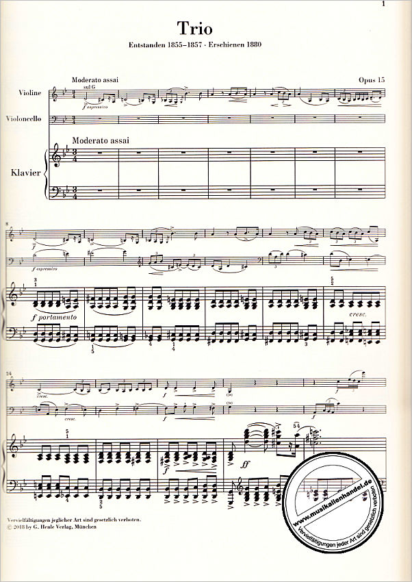 Notenbild für HN 1249 - Trio g-moll op 15