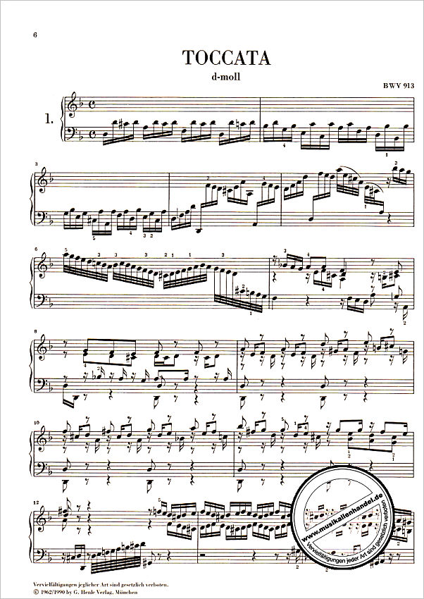 Notenbild für HN 126 - TOCCATEN BWV 910-916