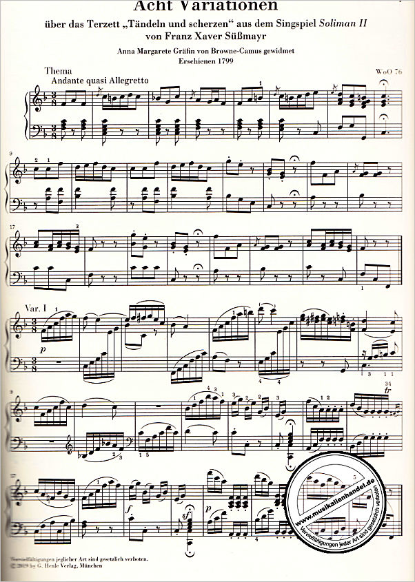 Notenbild für HN 1269 - Variationen für Klavier 2