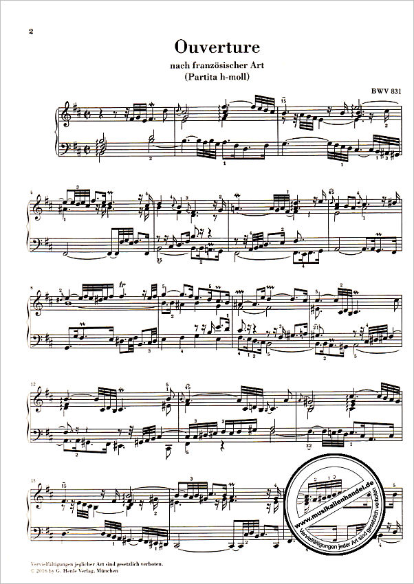Notenbild für HN 1304 - FRANZOESISCHE OUVERTUERE BWV 831A (831)