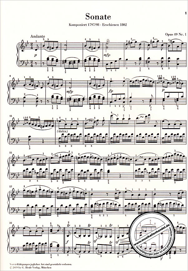 Notenbild für HN 1327 - 2 leichte Sonaten op 49