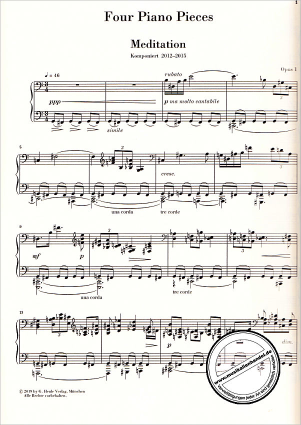 Notenbild für HN 1372 - 4 Klavierstücke op 119