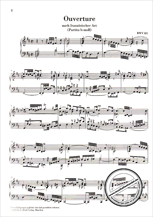 Notenbild für HN 1374 - FRANZOESISCHE OUVERTUERE H-MOLL BWV 831