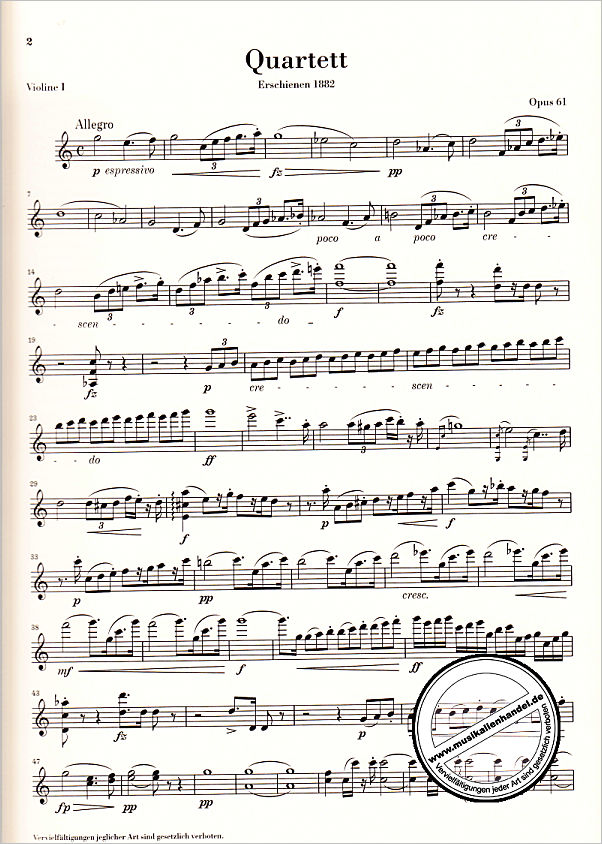 Notenbild für HN 1399 - Quartett C-Dur op 61