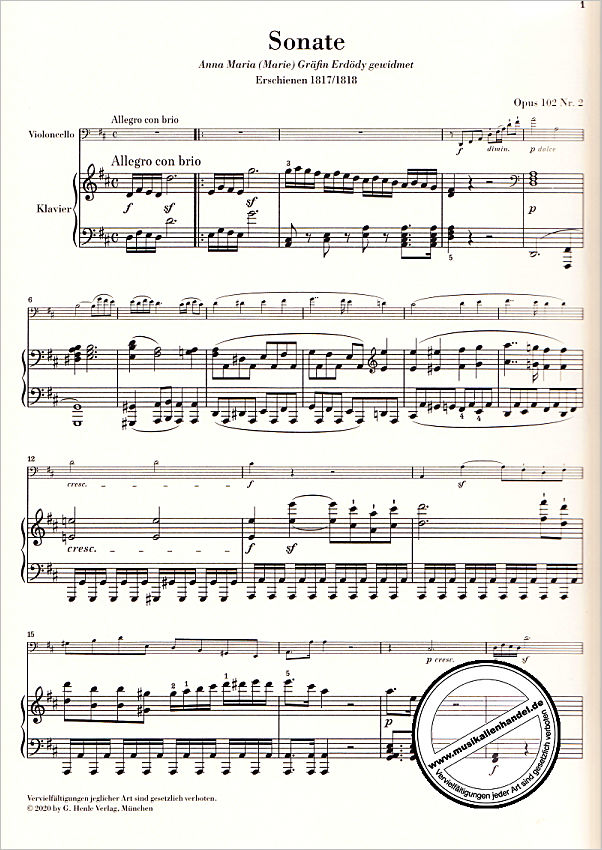 Notenbild für HN 1475 - Sonate D-Dur op 102/2