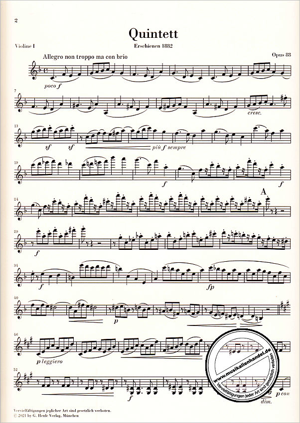 Notenbild für HN 1482 - Quintett 1 F-Dur op 88
