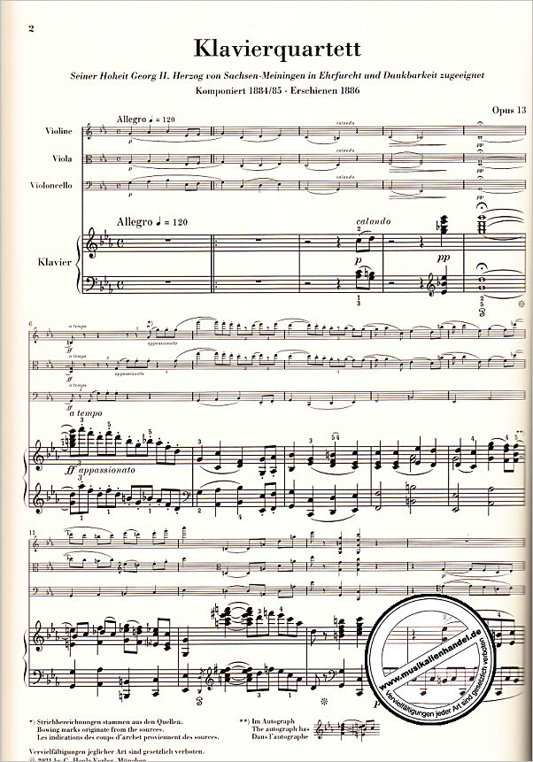 Notenbild für HN 1495 - Quartett c-moll op 13