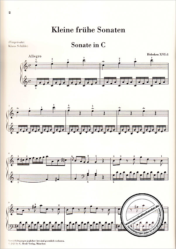 Notenbild für HN 1504 - Kleine frühe Sonaten