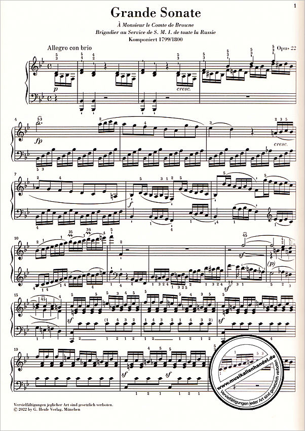 Notenbild für HN 1515 - Sonate 11 B-Dur op 22