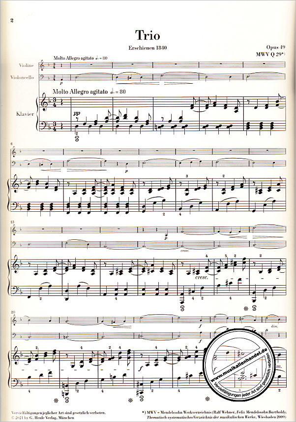 Notenbild für HN 1531 - Trio 1 d-moll op 49