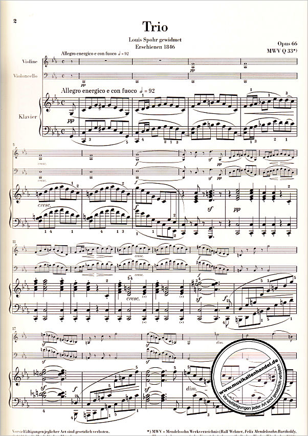 Notenbild für HN 1532 - Trio 2 c-moll op 66