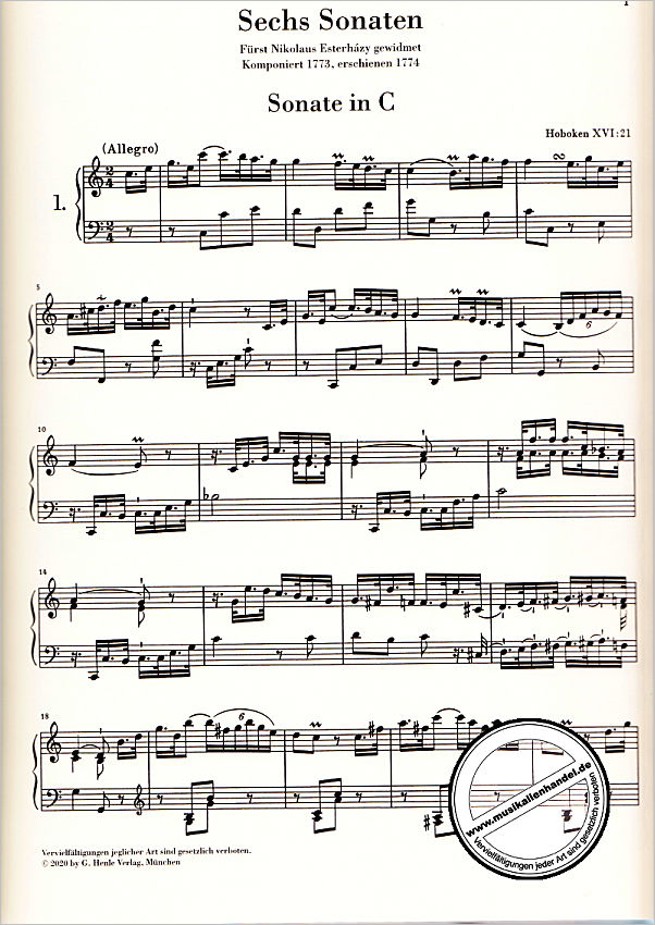Notenbild für HN 1538 - Sämtliche Sonaten 2