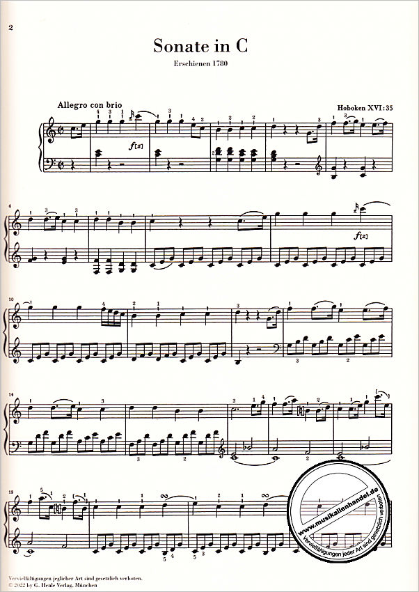 Notenbild für HN 1576 - Sonate C-Dur Hob 16:35
