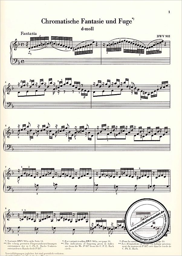 Notenbild für HN 163 - CHROMATISCHE FANTASIE + FUGE BWV 903 / 903A