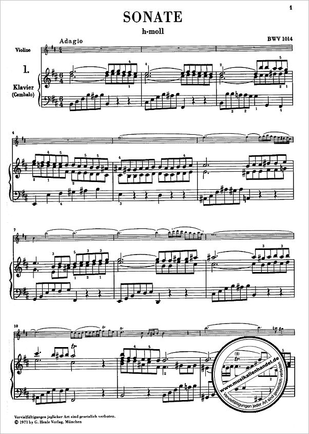 Notenbild für HN 223 - 6 SONATEN BWV 1014-1019