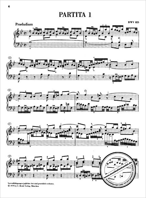 Notenbild für HN 28 - 6 PARTITEN BWV 825-830