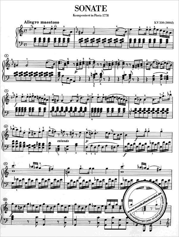 Notenbild für HN 396 - SONATE 8 A-MOLL KV 310 (300D)