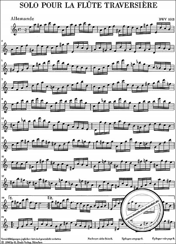 Notenbild für HN 457 - PARTITA A-MOLL BWV 1013