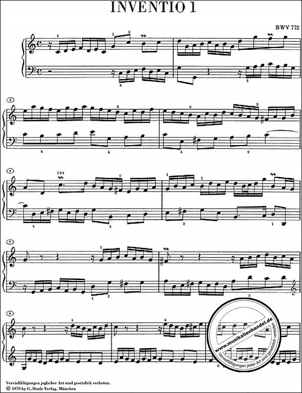 Notenbild für HN 64 - INVENTIONEN + SINFONIEN BWV 772-801