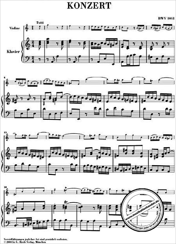 Notenbild für HN 671 - KONZERT 1 A-MOLL BWV 1041 - VL