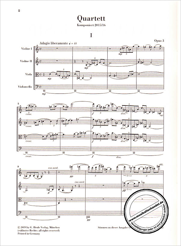 Notenbild für HN 7183 - Quartett op 3