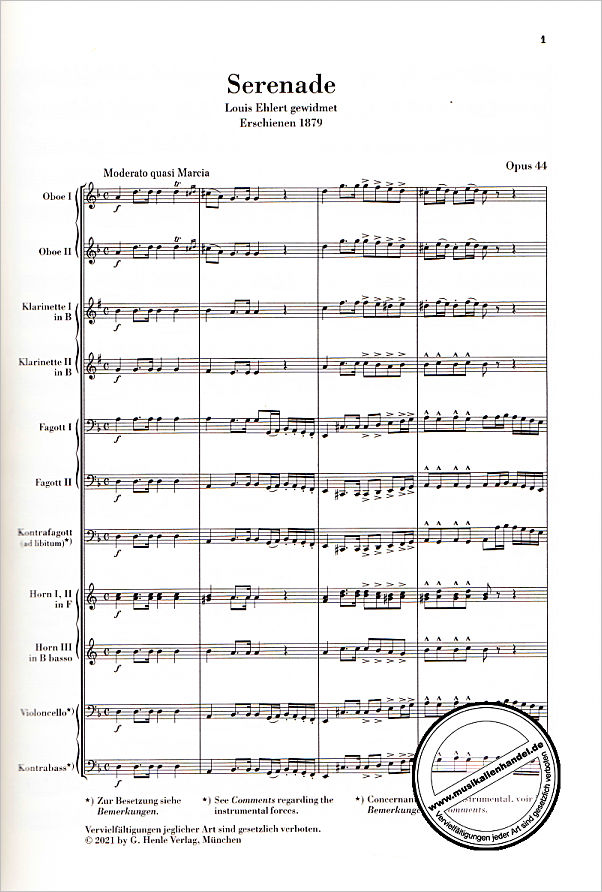 Notenbild für HN 7234 - Serenade d-moll op 44