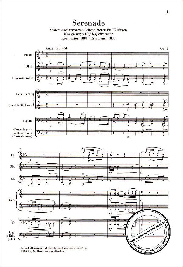 Notenbild für HN 7261 - Serenade Es-Dur op 7