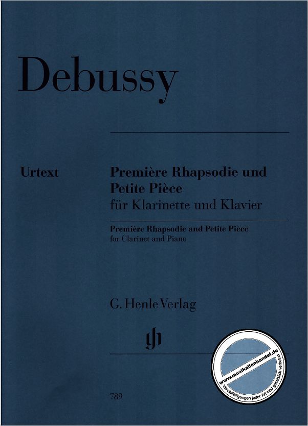 Notenbild für HN 789 - Première Rhapsodie und Petite Pièce für Klarinette (B) und Klavier