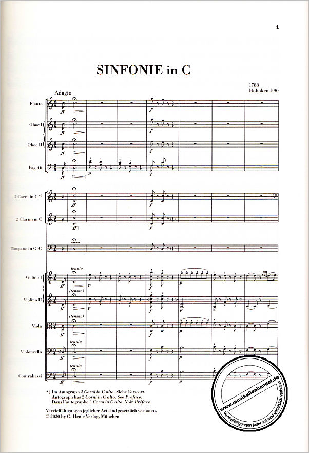 Notenbild für HN 9058 - Sinfonie 90 C-Dur Hob 1/90