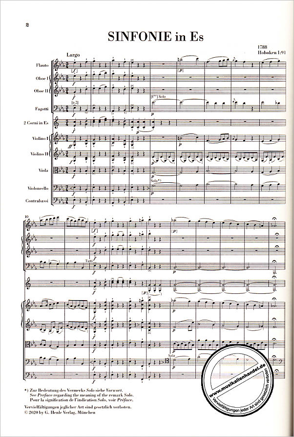 Notenbild für HN 9059 - Sinfonie 91 Es-Dur Hob 1/91