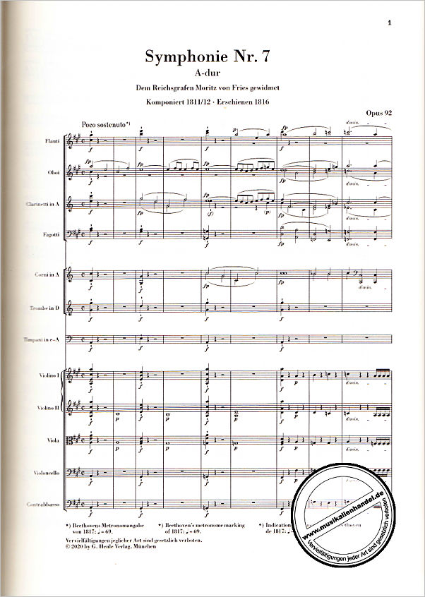 Notenbild für HN 9817 - Sinfonie 7 A-Dur op 92