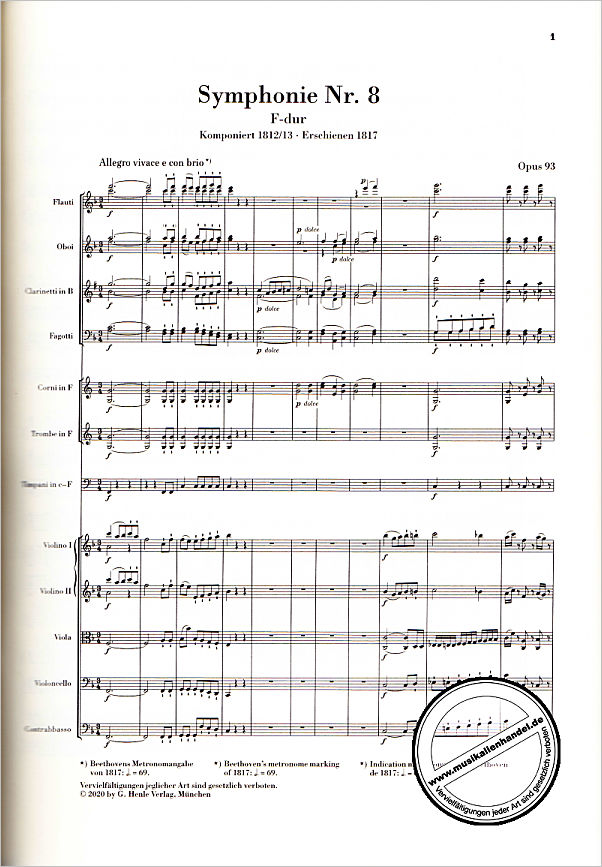 Notenbild für HN 9818 - Sinfonie 8 F-Dur op 93
