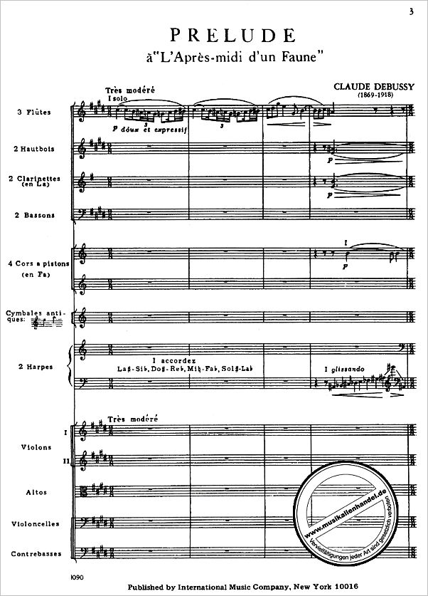 Notenbild für IMC 1090 - PRELUDE A L'APRES MIDI D'UN FAUNE