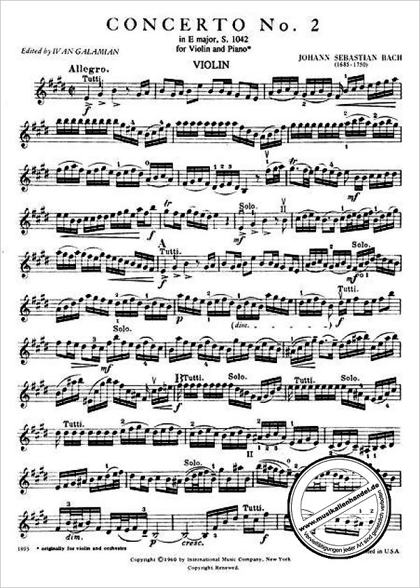Notenbild für IMC 1893 - KONZERT 2 E-DUR BWV 1042 - VL S