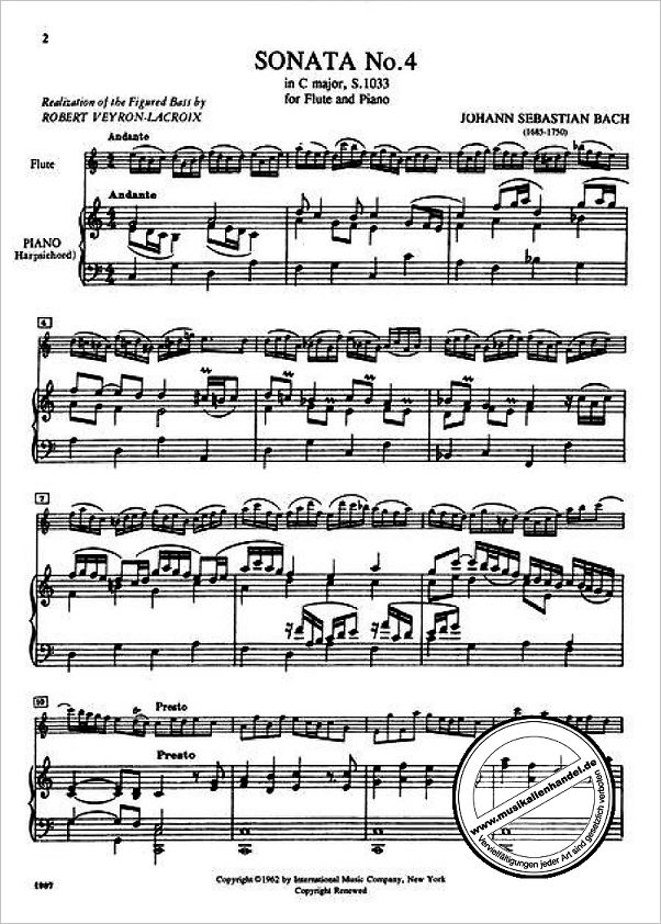 Notenbild für IMC 1987 - 6 SONATEN 2 BWV 1033-1035