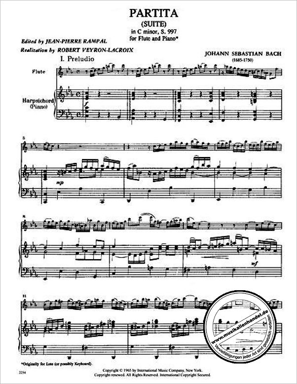 Notenbild für IMC 2254 - PARTITA (SUITE) C-MOLL BWV 997