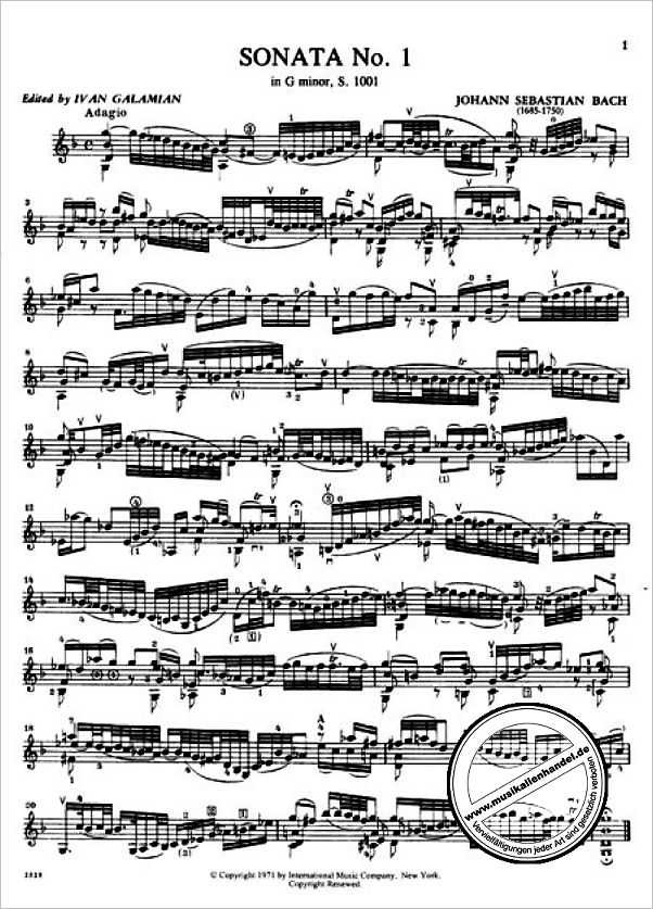 Notenbild für IMC 2525 - 3 SONATEN + 3 PARTITEN BWV 1001-1006 VL SOLO