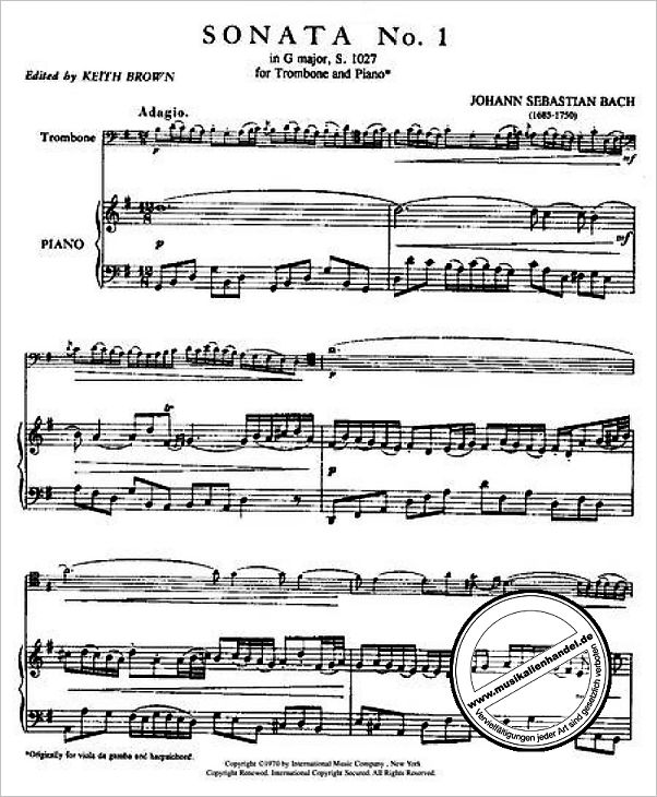 Notenbild für IMC 2662 - 3 SONATEN BWV 1027-1029 - VDG C