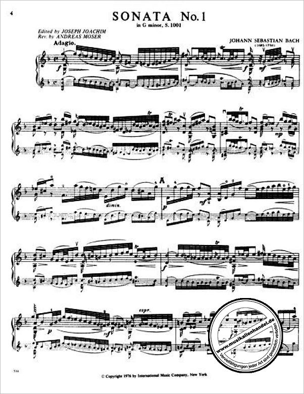 Notenbild für IMC 516 - 3 SONATEN + 3 PARTITEN BWV 1001-1006 VL SOLO